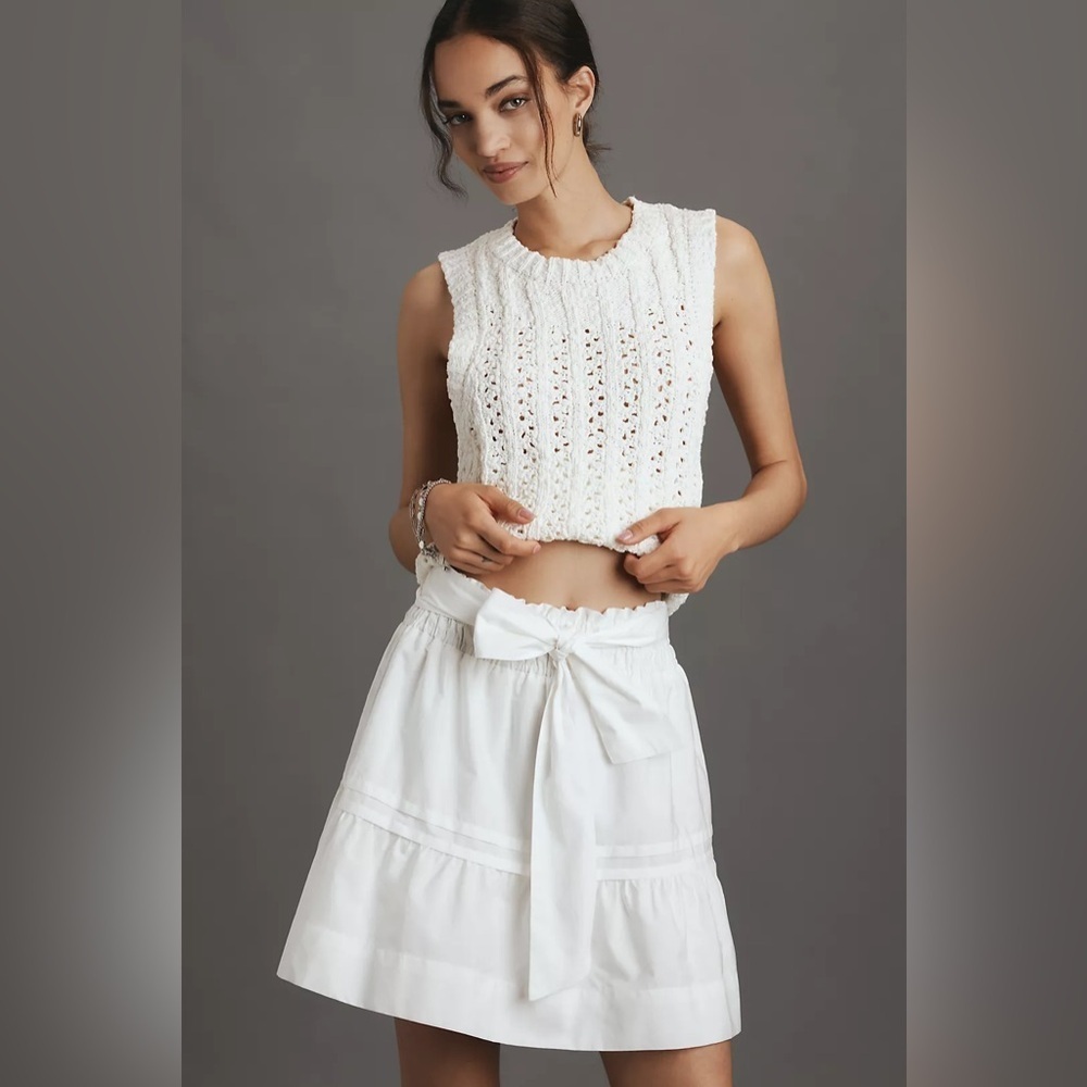 NWT! Anthropologie White Maeve Somerset Mini Skirt - Size XL 🎶 - Picture 1 of 8